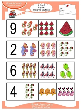 Çocuklar İçin Sayılar Çalışma Sayfaları 